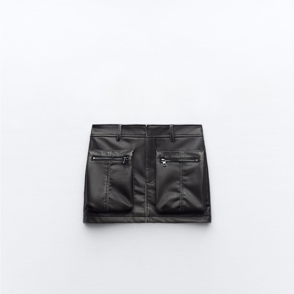 NEW Zara Faux Leather Pocket Skirt